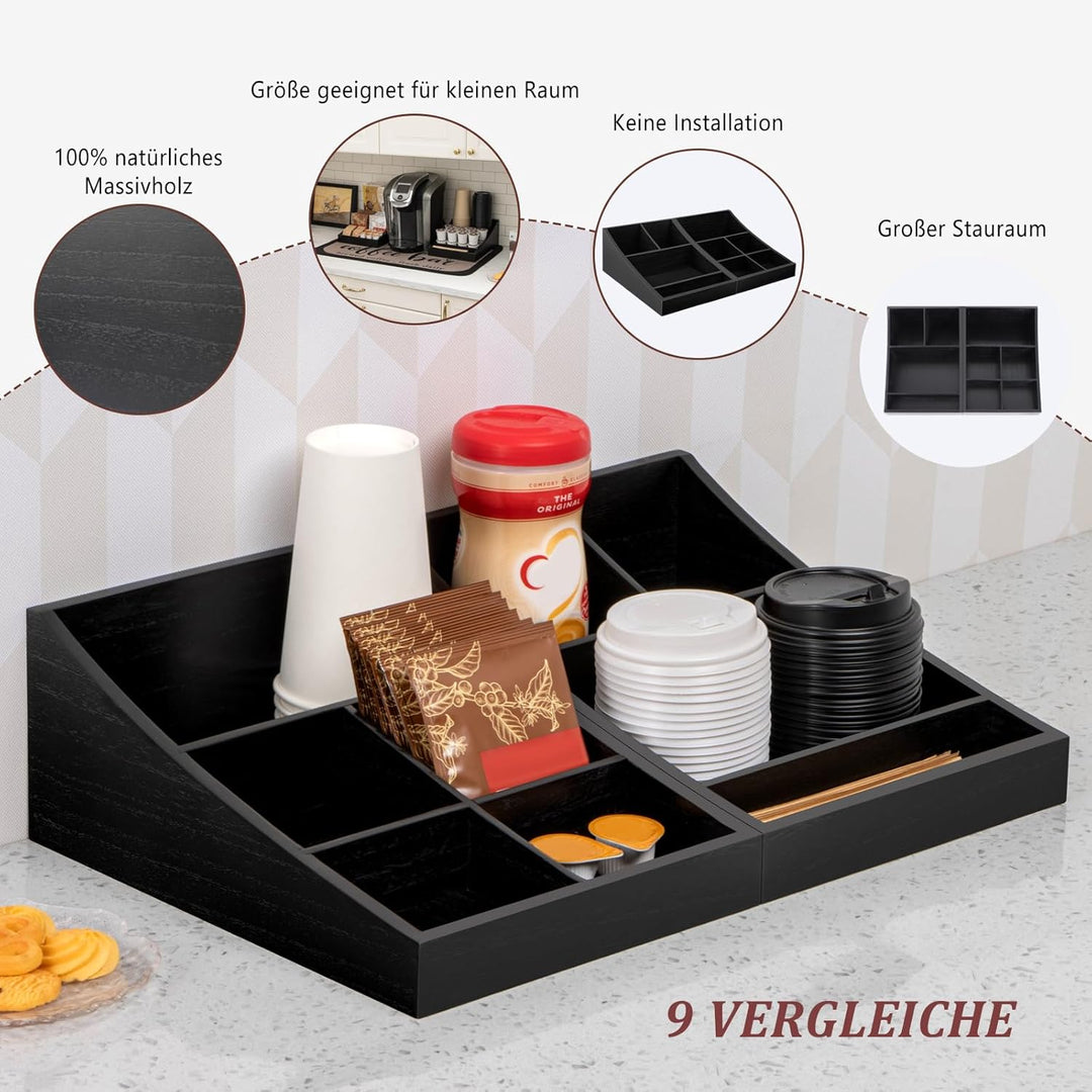 ANBOXIT Kaffee Organizer, Holz Kaffeestation Zubehör Organizer für Kaffeeecke, Kaffeebar Regal, Kaff