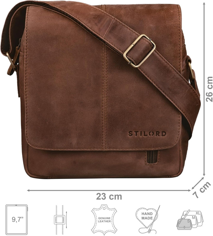 STILORD 'Matt' Ledertasche Männer klein Vintage Umhängetasche Schultertasche Herrentasche für 9,7 Zo