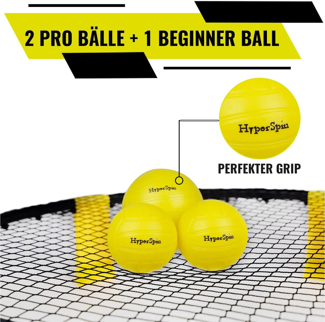 Hyperball Pro-Set mit 3 Bällen - Roundnet-Game zum Spielen im Freien, am Strand, Outdoor, enthält 1