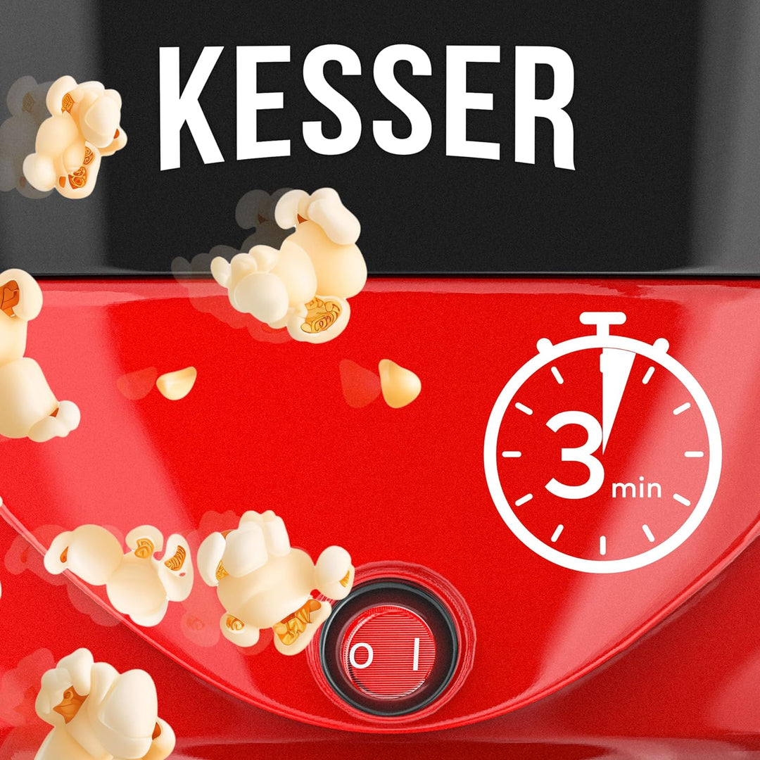 KESSER® Popcornmaschine Gross 800W | Popcorn-Maker 5,5l Inhalt mit Antihaftbeschichtung Deckel & Ser