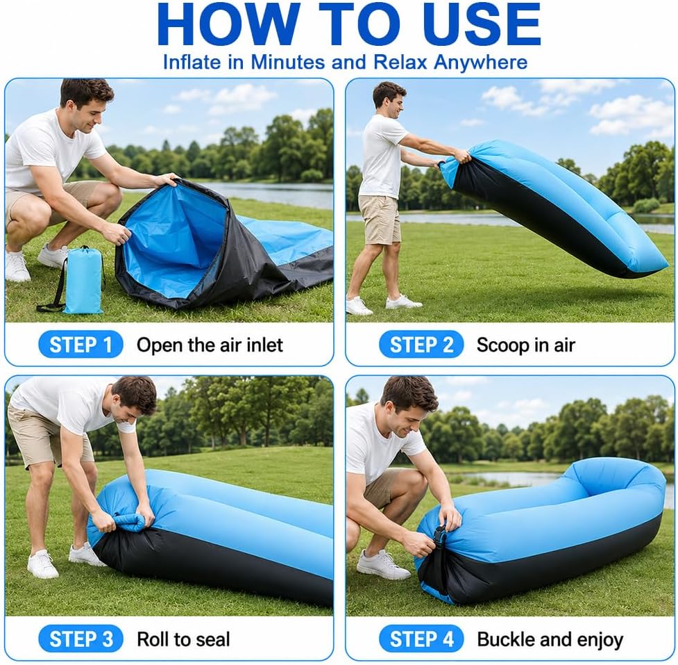 Aufblasbares Sofa, Camping Sofa Aufblasbar, Tragbares Luft Sitzsack mit Aufbewahrungstasche, Air Lou