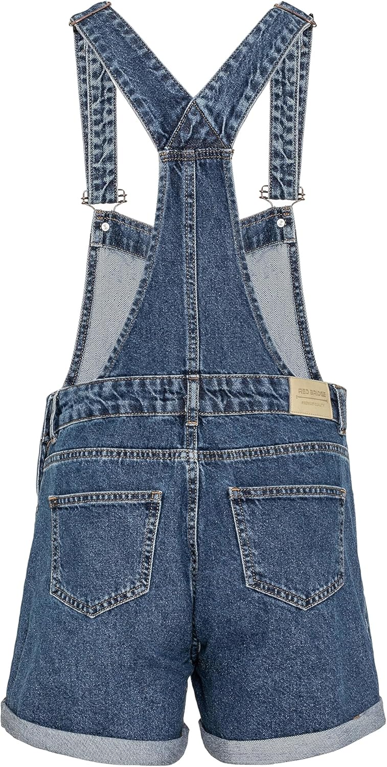 Red Bridge Damen Shorts kurze Hose Hot-Pants Latzhose Overall 25W Blau, 25W Blau