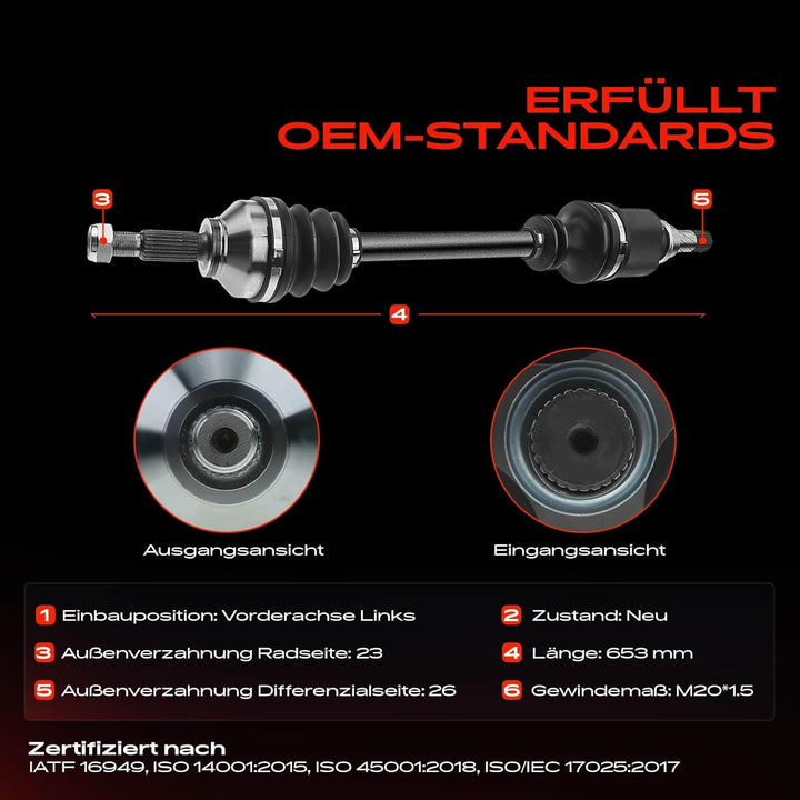 Frankberg Antriebswelle Vorne Links Kompatibel mit Clio III BR0/1 CR0/1 SB SR 1.1L-1.6L 2005-2014 Lo