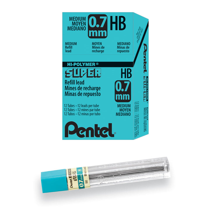 Pentel Super Hi-Polymer-Mine, 0,7 mm, Medium, H, 144 Stück Mine (50 H)