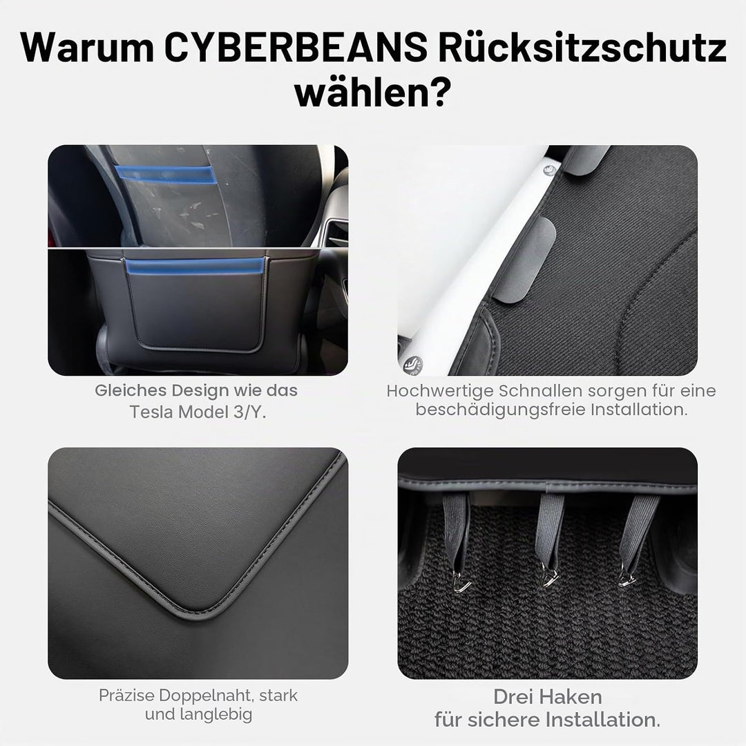 2 Stück für Tesla Model 3 Model Y, Leder-Sitzrückenschutz, Zubehör 2024 2025, Kinder-Kick-Matten, Si