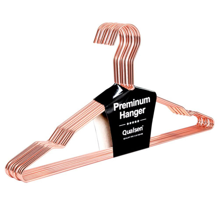 Qualsen Kleiderbügel aus Metall, 42 cm, 10 Stück, Roségold, Gürtel für Erwachsene, Edelstahl Erwachs