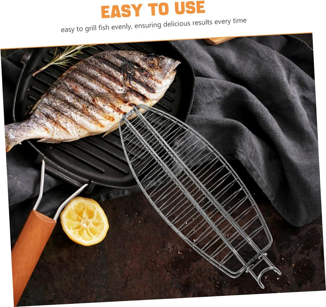 BESTonZON Gemüsegrillkorb Aus Edelstahl Für Camping Und Outdoor-Grillen Fischgrillrost Mit Faltbarem