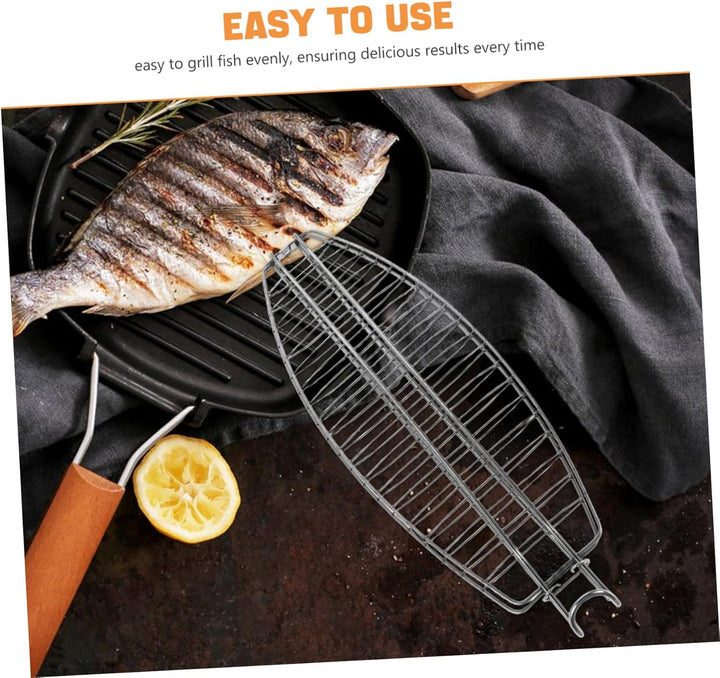 BESTonZON Gemüsegrillkorb Aus Edelstahl Für Camping Und Outdoor-Grillen Fischgrillrost Mit Faltbarem