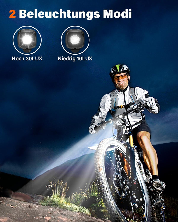 Akdomart LED Fahrradlicht Vorne, Fahrradlicht USB Aufladbar mit 600mAh Akku, Fahrradbeleuchtung StVz
