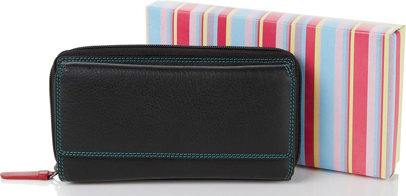 VISCONTI Leder Damen Geldbörse Rainbow Mehrfarbig XL Purse (RB78) (Black Multi (schwarz)), Black Mul