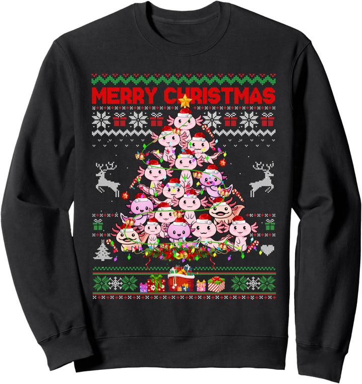 Niedlicher Axolotl Weihnachtsbaum hässlicher Pullover Kinder Männer Frauen Sweatshirt