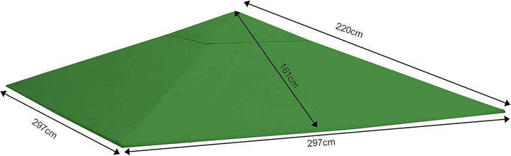 QUICK STAR Ersatzdach für Garten Pavillon 3x3m Grün Pavillondach Ersatzbezug