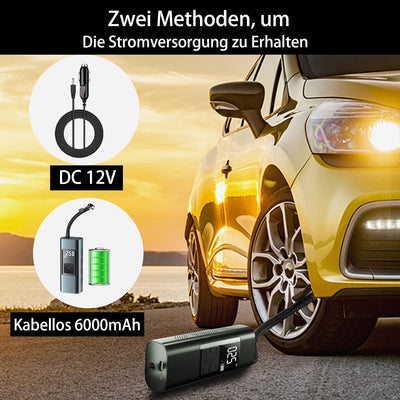 Tragbarer Luftkompressor Mini Reifenpumpe 12V 6000mAh Wiederaufladbarer Elektrischer Kompressor Fahr
