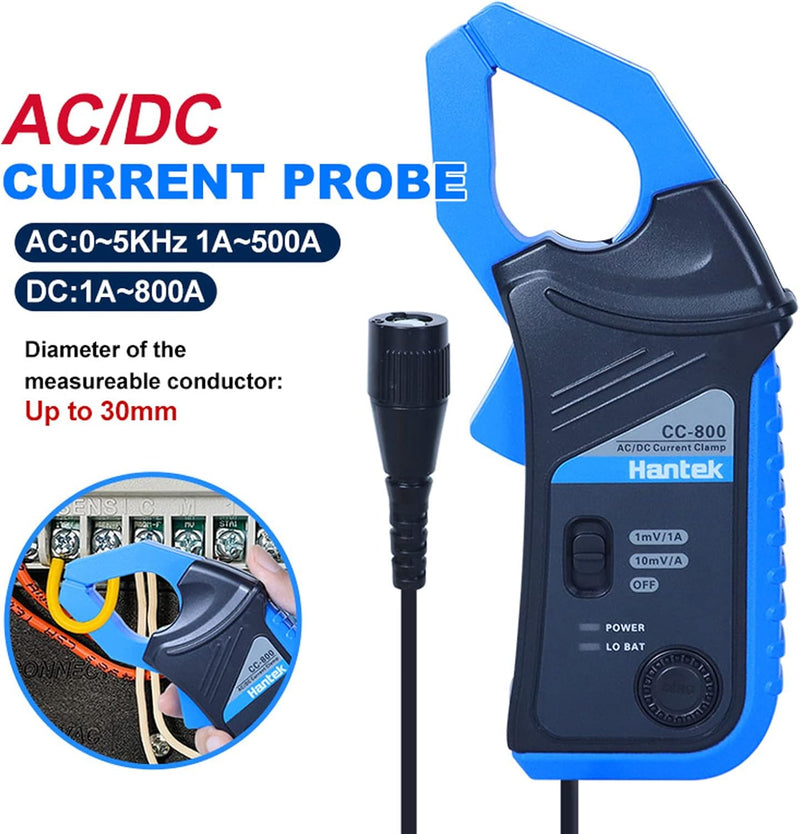 Hantek CC-800 AC/DC Stromzange 5KH Oszilloskop Multimeter Bandbreite 1mV/10mV/A 500A/800A mit BNC An