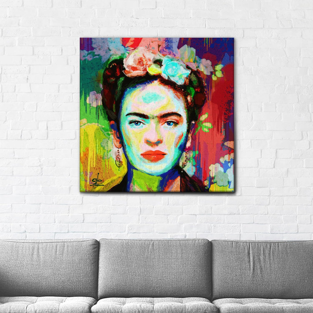 Giallobus - Gemälde - Frida - Leinwand - 70x70 - Bereit zum Aufhängen - Moderne Gemälde für zu Hause
