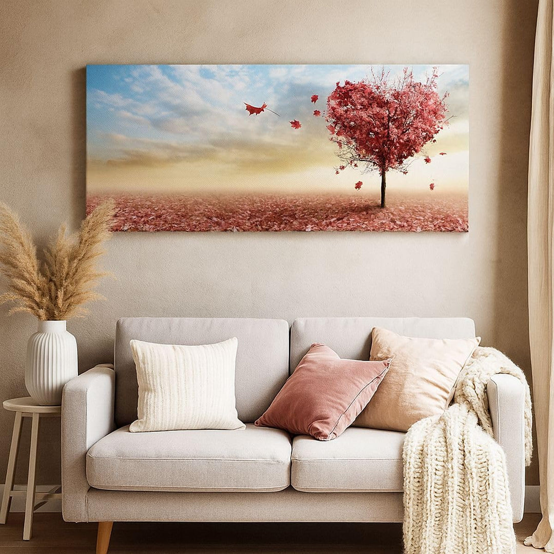Wandbilder Dekoration Wohnzimmer Abstraktion Herbst Baum Blatt Panorama Bilder auf Leinwand 120x50cm