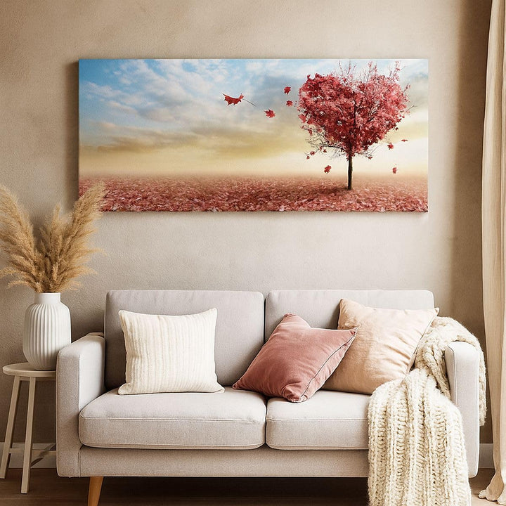 Wandbilder Dekoration Wohnzimmer Abstraktion Herbst Baum Blatt Panorama Bilder auf Leinwand 120x50cm
