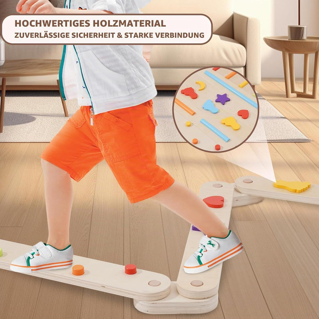 Holz Kleinkinder Schwebebalken Bunte Hindernisstange,Balancierbalken Kinder Montessori Spielzeug für