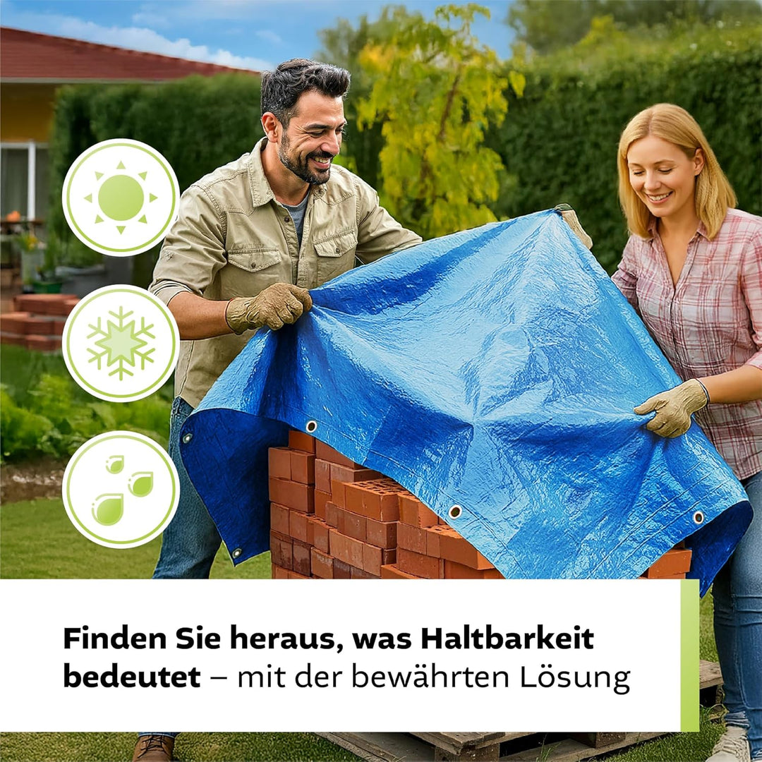 Blaue Abdeckplane Gewebeplane 60g/m², 8x12m Schutzplane Plane zum universellen
