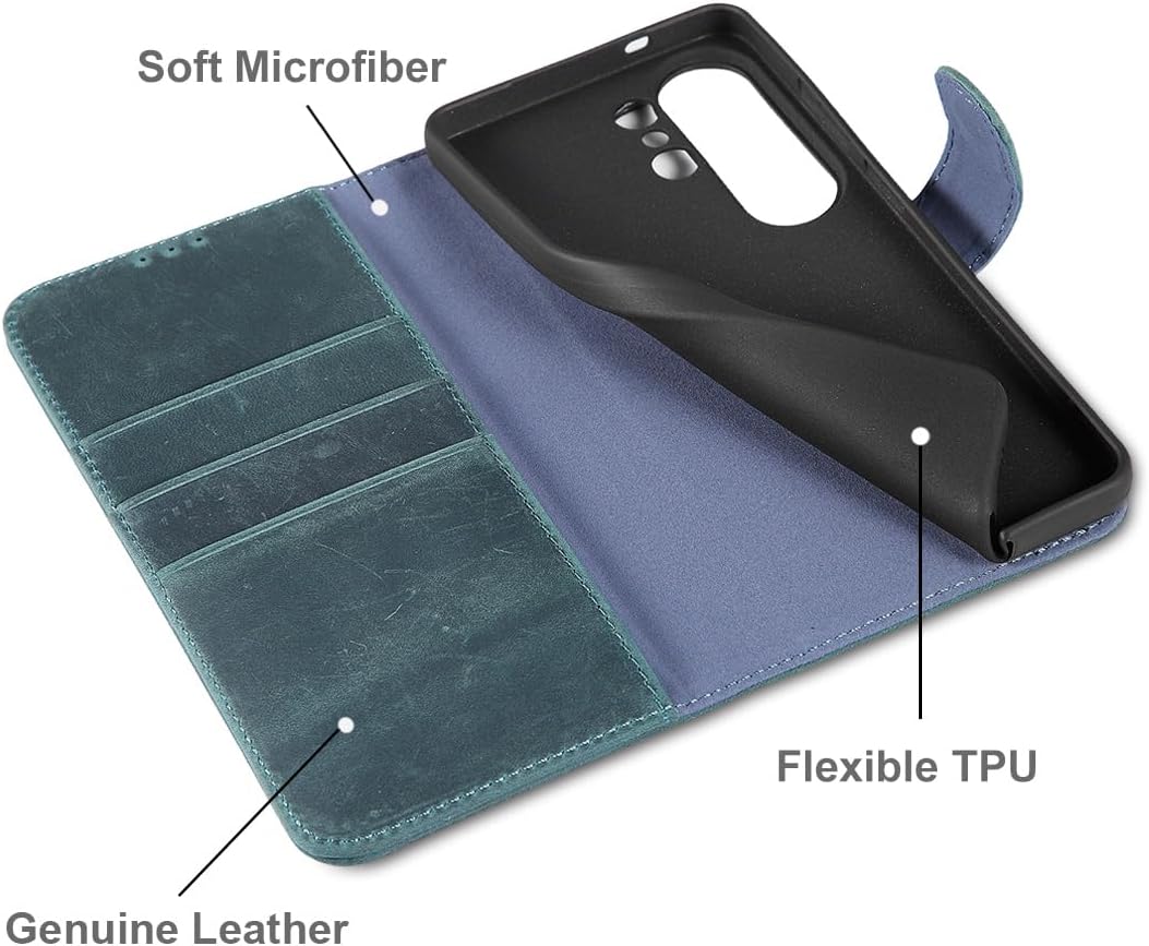 LENSUN Echtleder Handyhülle für Samsung Galaxy S26 Ultra, Leder Hülle [Bookstyle][RFID Schutzhülle][