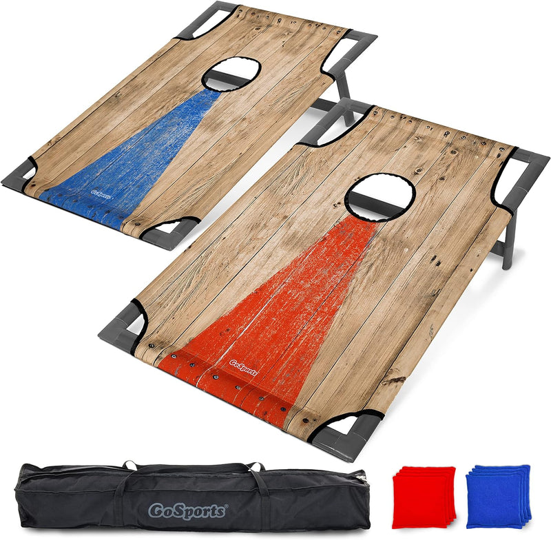 GoSports Tragbares Cornhole Toss Spiel-Set mit PVC-Rahmen, mit 8 Sitzsäcken und Tragetasche, wählen