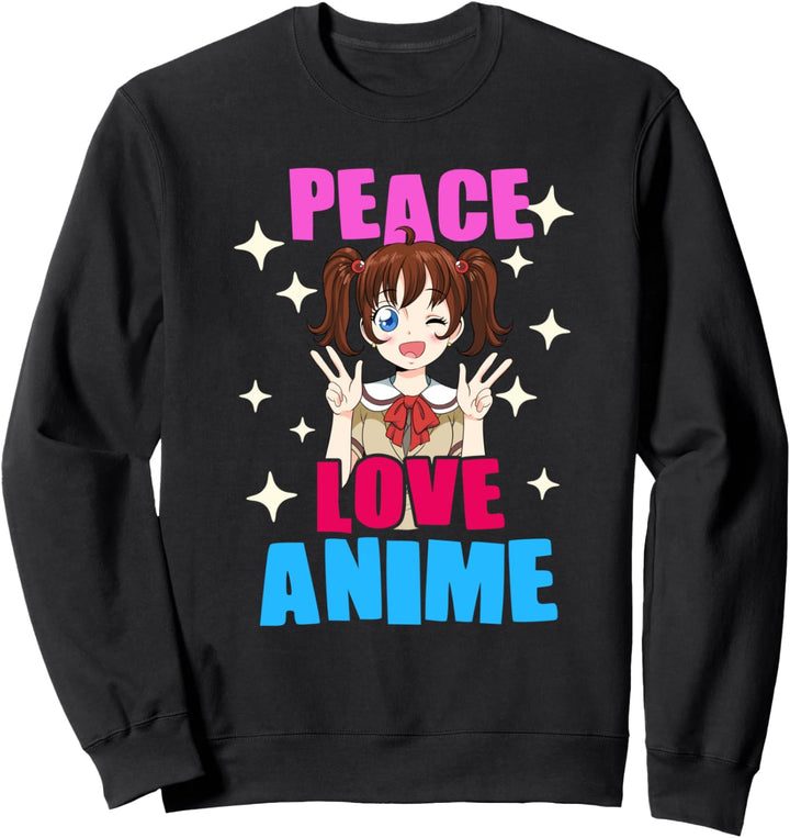 Peace Love Anime Print Anime Lover Geschenk Anime Sweatshirt