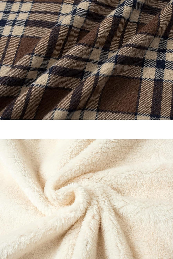 TACVASEN Herren Fleece Thermohemd Warm Flanellhemd Holzfällerhemd Winter Innenfleece Jacke S Braun,
