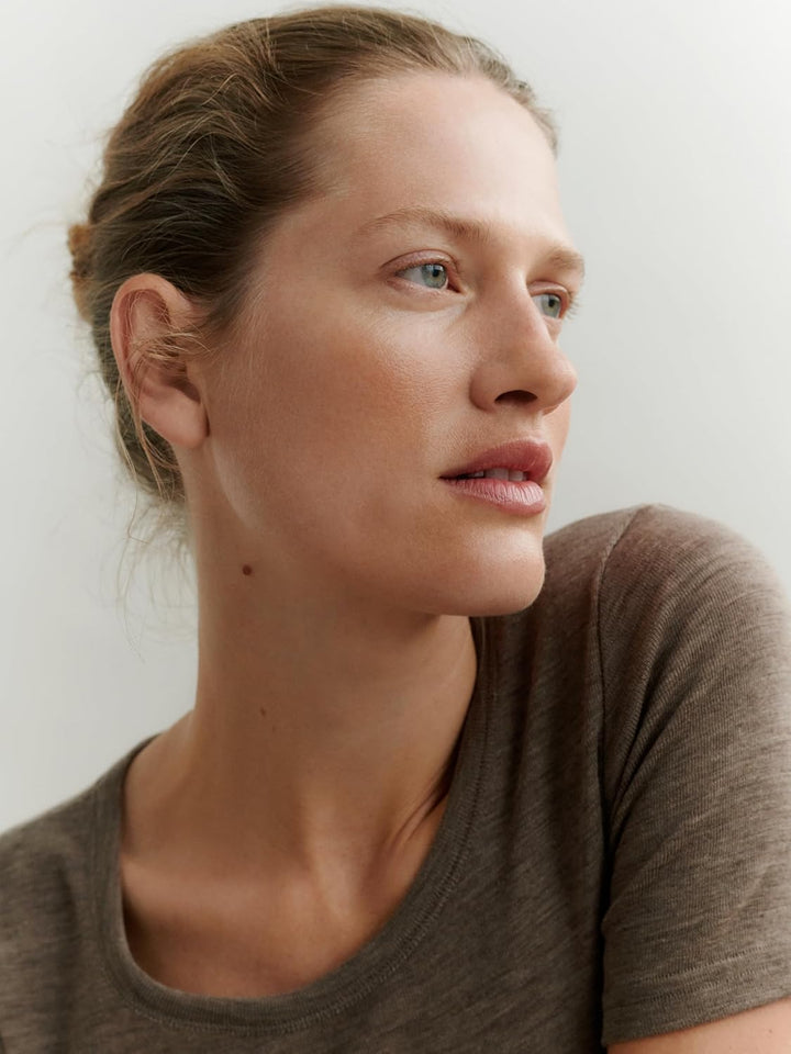 Dilling Damen T-Shirt aus Merinowolle 34 Braun Meliert, 34 Braun Meliert