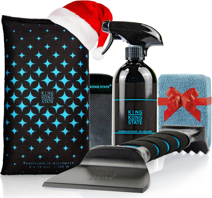 King Kong State Winter-Set für Autos - Geschenk-Set aus Luftentfeuchter-Kissen, Eiskratzer, Scheiben