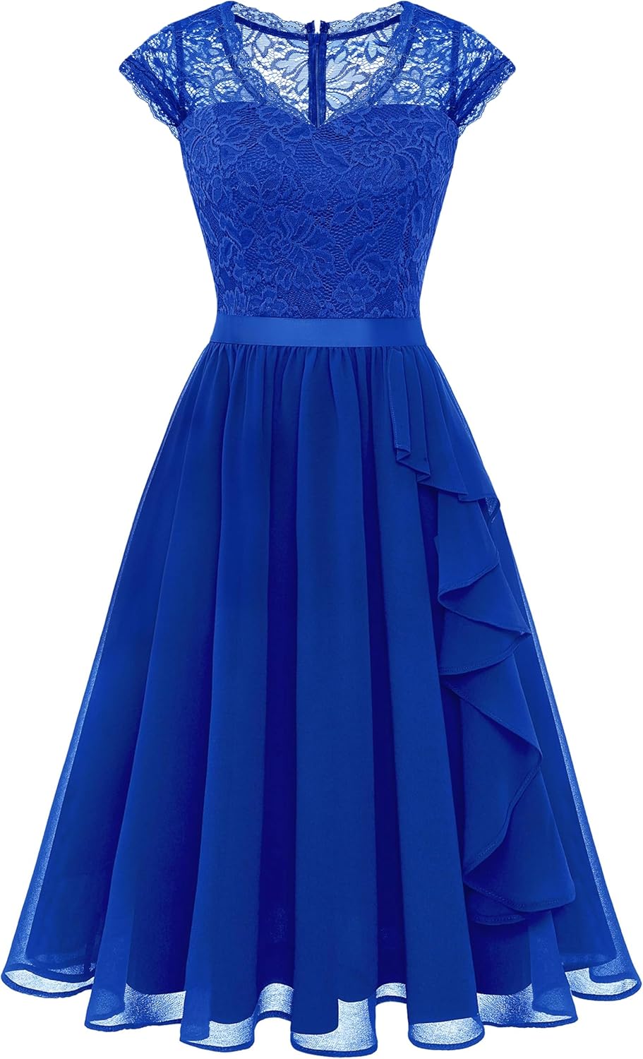 Wedtrend Cocktailkleid Damen Knielang Abendkleid Elegant für Hochzeit Elegant A Linie Rüschenkleid R
