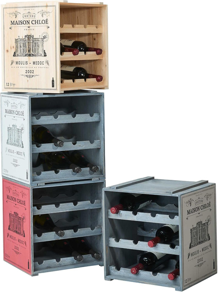 BUTLERS Vinothek Weinregal 36x32x39 in Taupe - Hochwertiges Flaschenregal aus Holz - Alternatives Ho