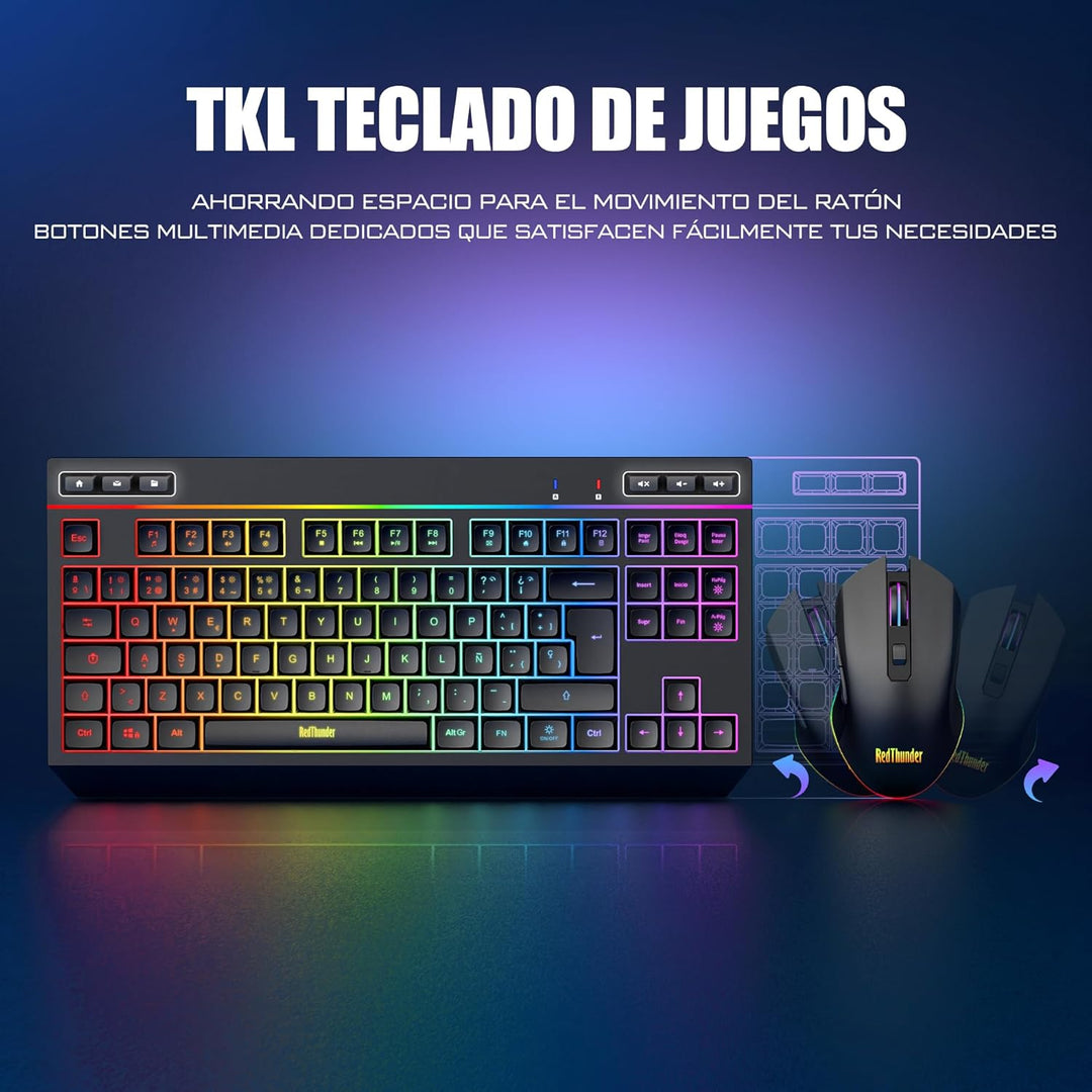 RedThunder K20 TKL Kabellose Gaming-Tastatur, einstellbare RGB-Hintergrundbeleuchtung und wiederaufl