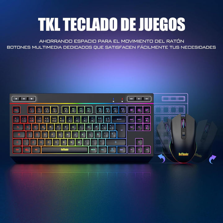 RedThunder K20 TKL Kabellose Gaming-Tastatur, einstellbare RGB-Hintergrundbeleuchtung und wiederaufl