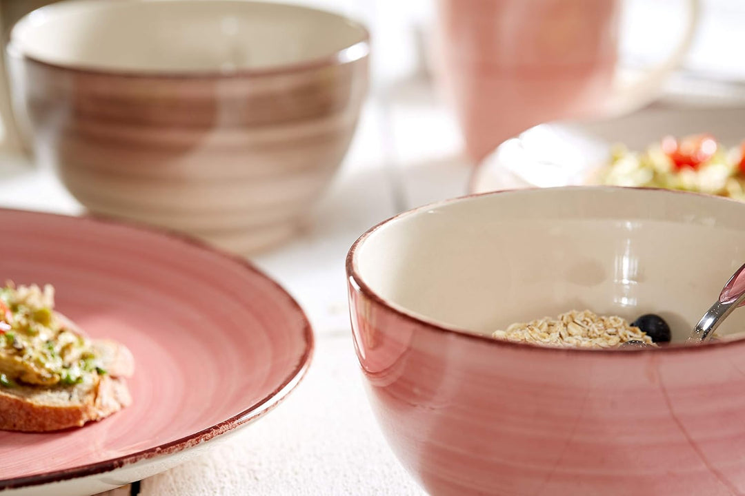 Ritzenhoff & Breker Müslischalen-Set Happy, 4-teilig, Rosa / Grau, Steinzeug Müslischalen Rosa / Gra