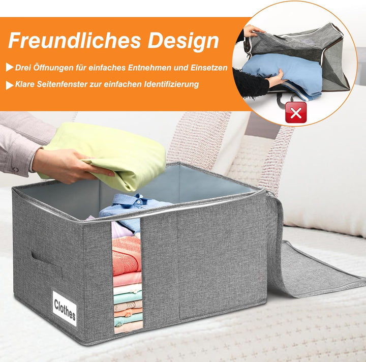 mepure Aufbewahrungsbox mit Deckel Gross, 60L Kleidung Stoffboxen Aufbewahrung mit Stabile Seitenwän