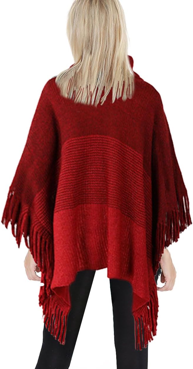 JFAN Poncho Damen Winter Strick Ponchos &amp; Capes für Damen Elegant Warm mit Ärmel Lange Trendy Oversi