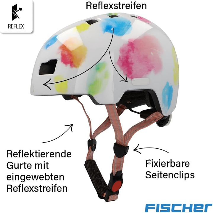 FISCHER BMX Kinder-Helm, Fahrradhelm, Radhelm, Dirt Bike Helm Plus mit integriertem LED-Rücklicht XS