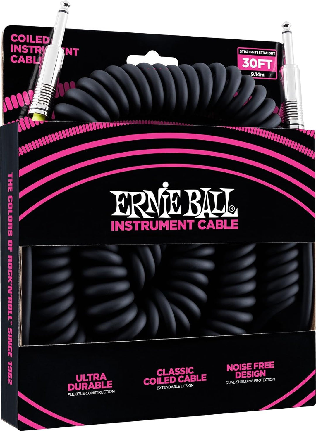 Ernie Ball Spiralkabel, gerade/gerade, 9,14 m, Schwarz 9,14 m Schwarz, 9,14 m Schwarz