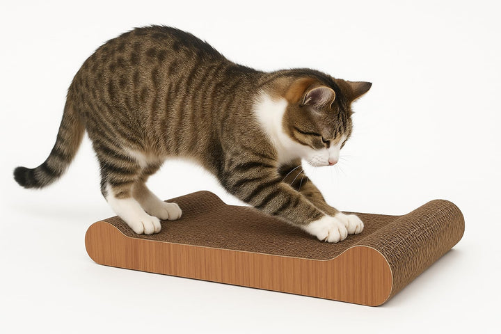 Kratzbrett – Kratzpappe für Katzen – Flamingo Woka Braun – 49x22,5x7 cm – mit Catnip – beidseitig ve