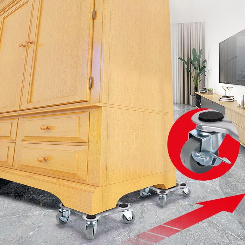 5-rädriger koppelbarer Möbelwagen | PU-Räder für Hartholzböden und Fliesen | Sofa/Kühlschrank-Umzugs