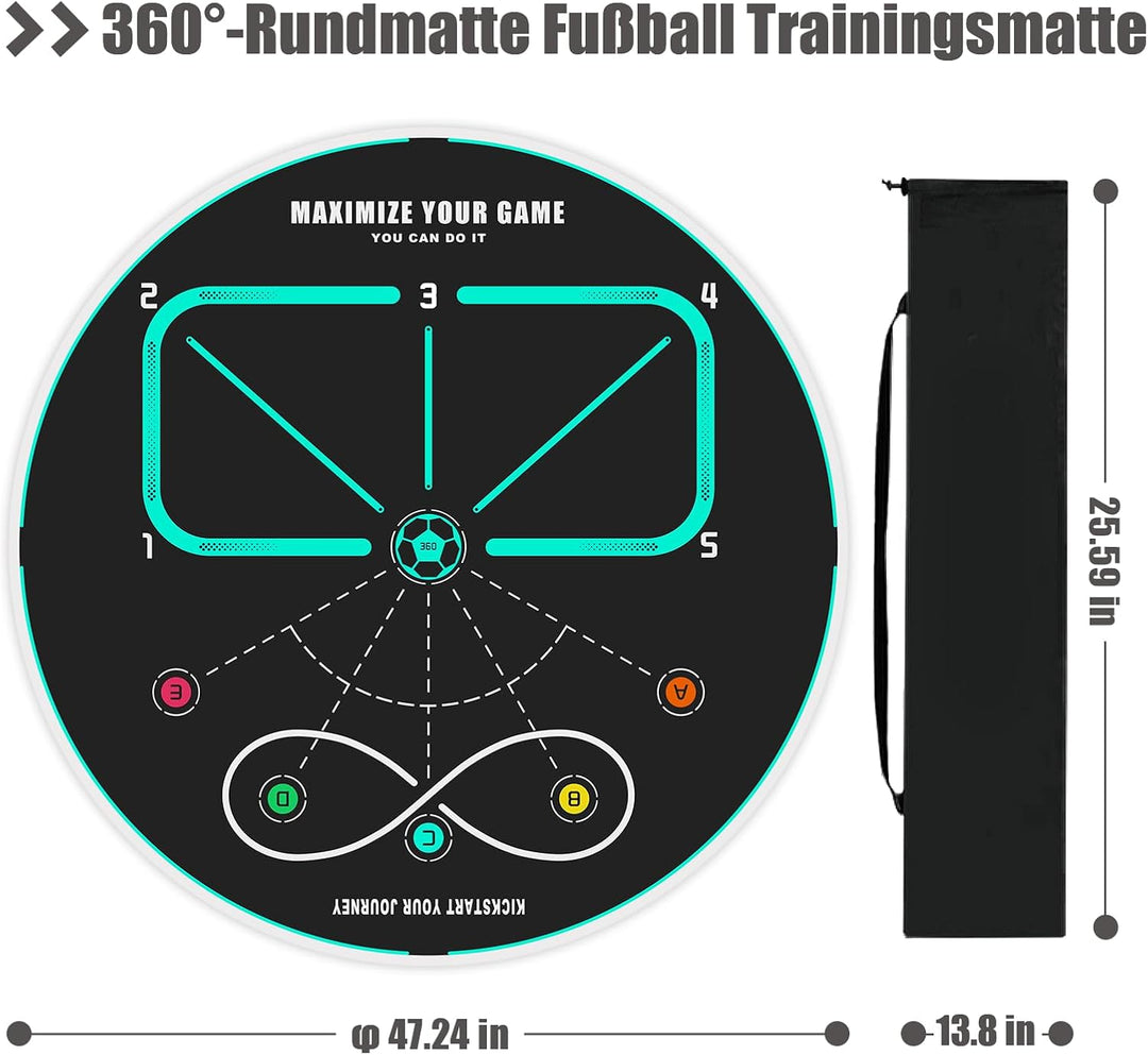 360 Fussballtrainingsmatte, Rutschfeste und Geräuscharme Fussballtrainingsgeräte, Fussball-Trainings