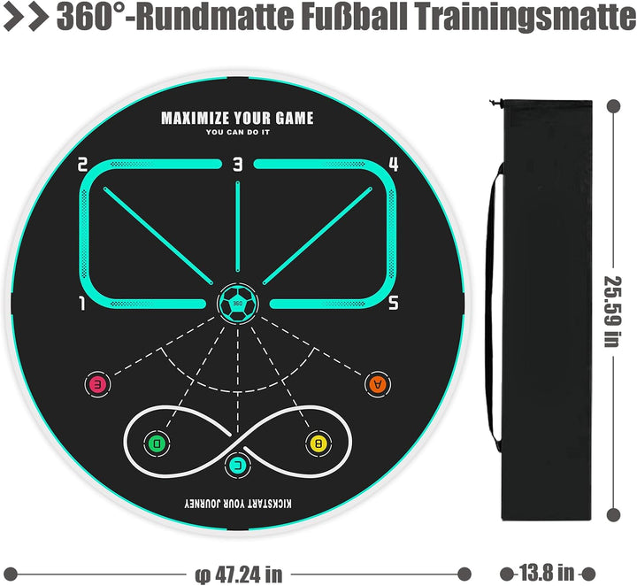 360 Fussballtrainingsmatte, Rutschfeste und Geräuscharme Fussballtrainingsgeräte, Fussball-Trainings
