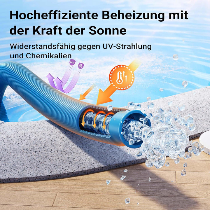 Teichtip ® 30m - 32mm - Schwimmbadschlauch mit 165g/m - Made in Europe D32, 30 m Blau