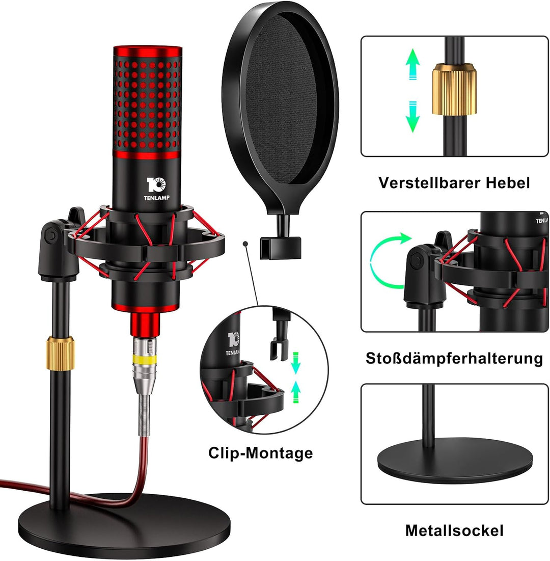 G10 Podcast Mikrofon Set mit 3,5mm Kondensatormikrofon P17
