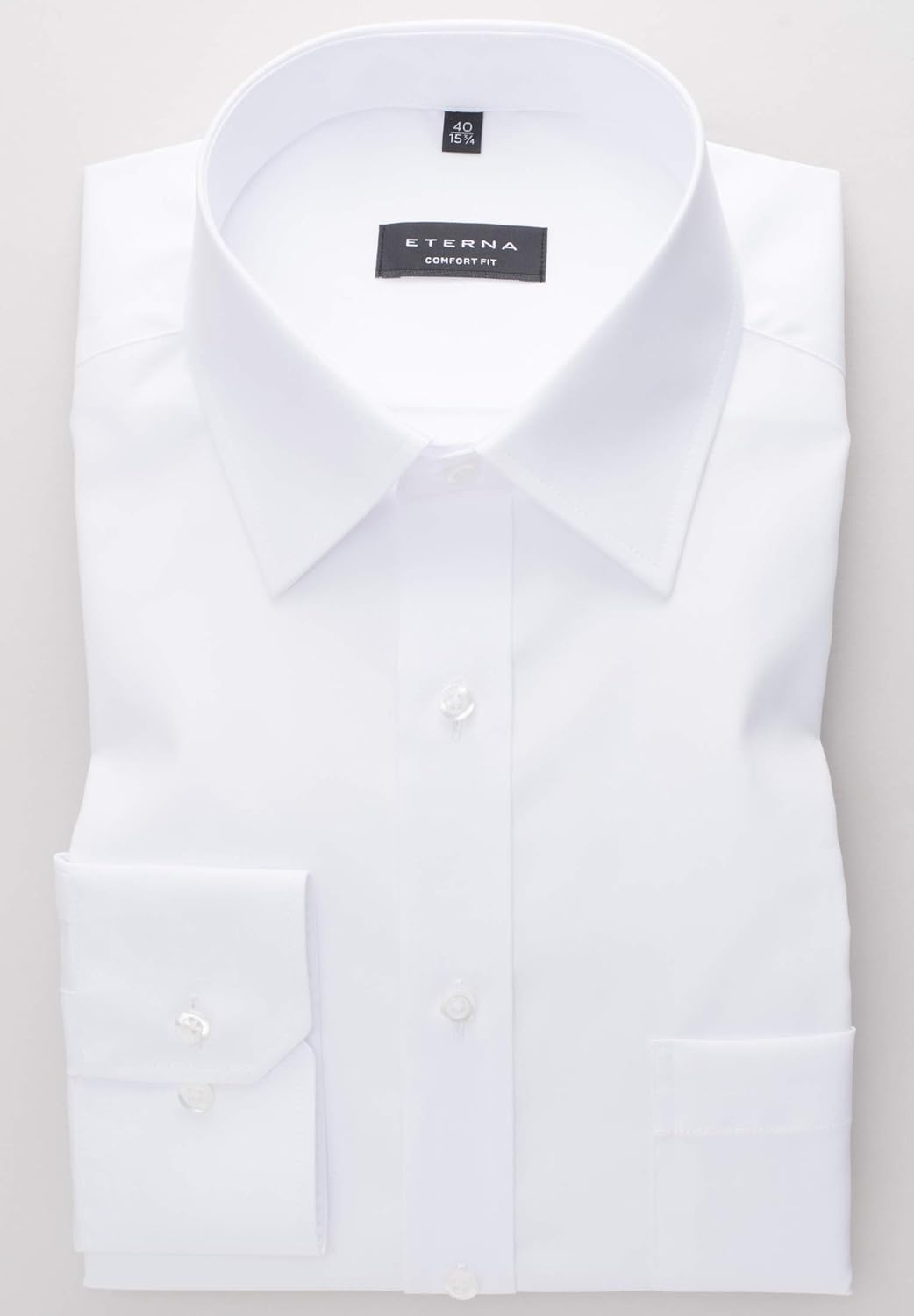 ETERNA Langarm Hemd COMFORT FIT Popeline unifarben 39 Weiss, 39 Weiss