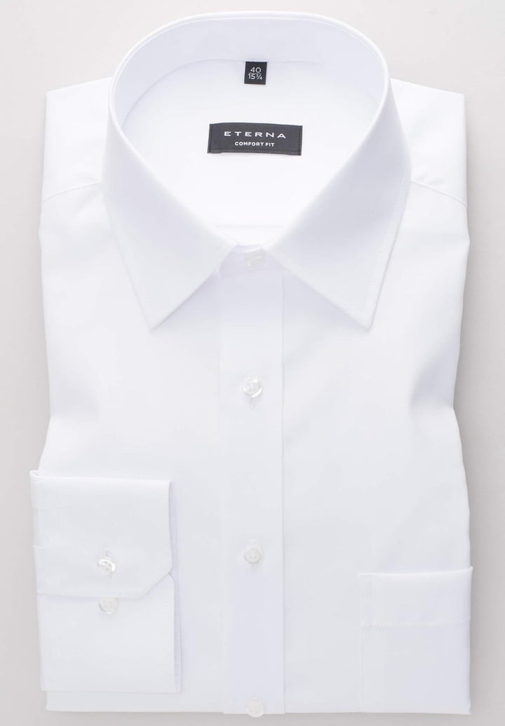 ETERNA Langarm Hemd COMFORT FIT Popeline unifarben 39 Weiss, 39 Weiss