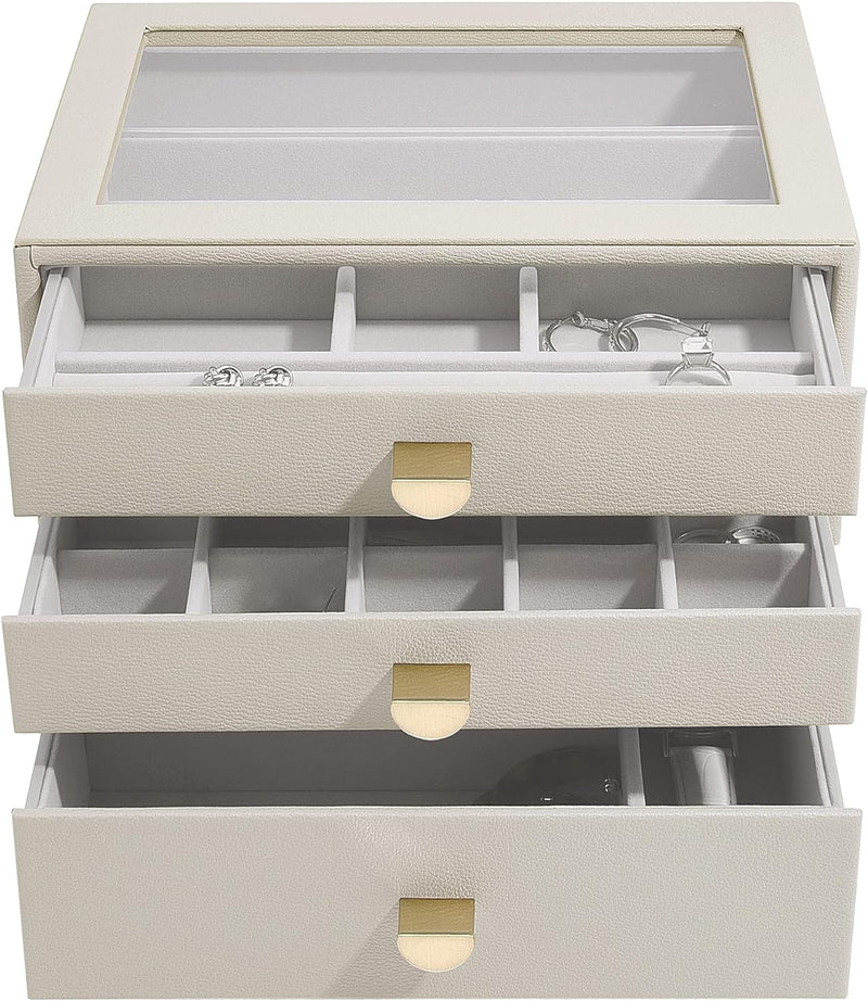 Stackers Oatmeal Classic Jewellery Box - Set of 3 (with drawers), Oatmeal