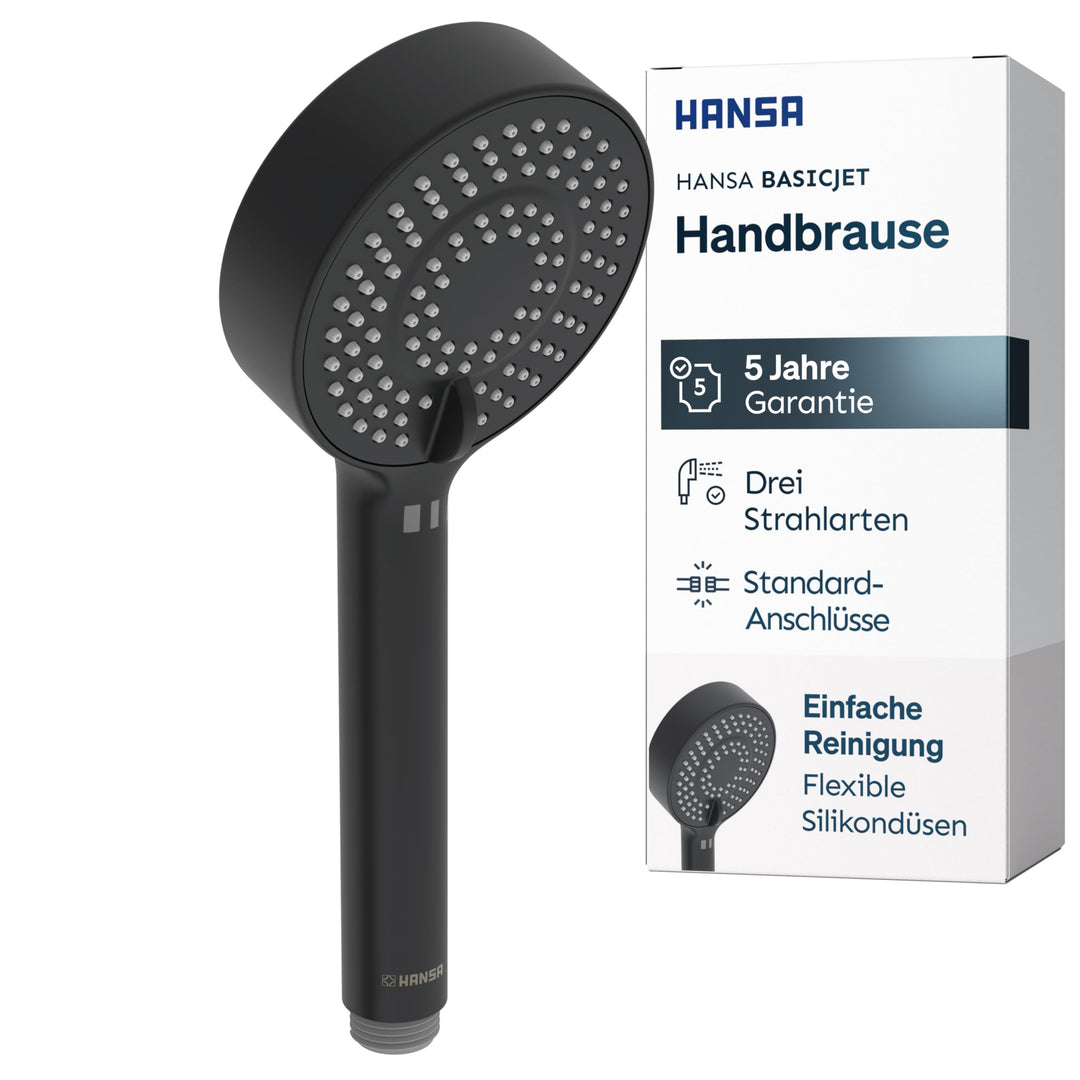 HANSA BASICJET Duschkopf mit 3 Strahlarten I Handbrause Dusche I Anti-Kalk Funktion I Brausekopf 95