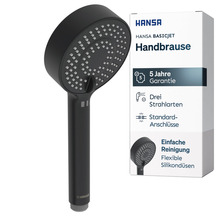 HANSA BASICJET Duschkopf mit 3 Strahlarten I Handbrause Dusche I Anti-Kalk Funktion I Brausekopf 95