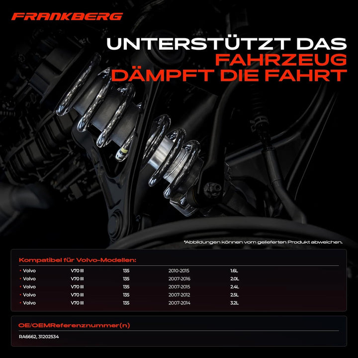 Frankberg 2x Federn Fahrwerksfeder Hinterachse Kompatibel mit V70 III 135 2.0L 2.4L 2.5L 3.2L D3 D4